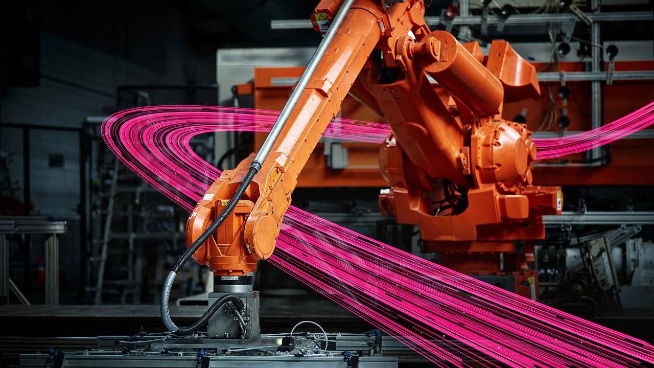 Machinery with pink beams