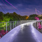 Illuminated Liberty Bridge in Downtown Greenville, South Carolina SC.